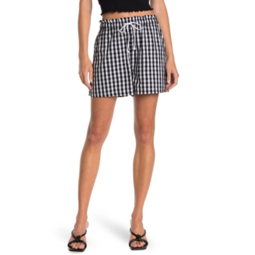 ABOUND PAPERBAG SPORT SHORTS IN BLACK- WHITE GINGHAM PLAID NWT SIZE SMALL